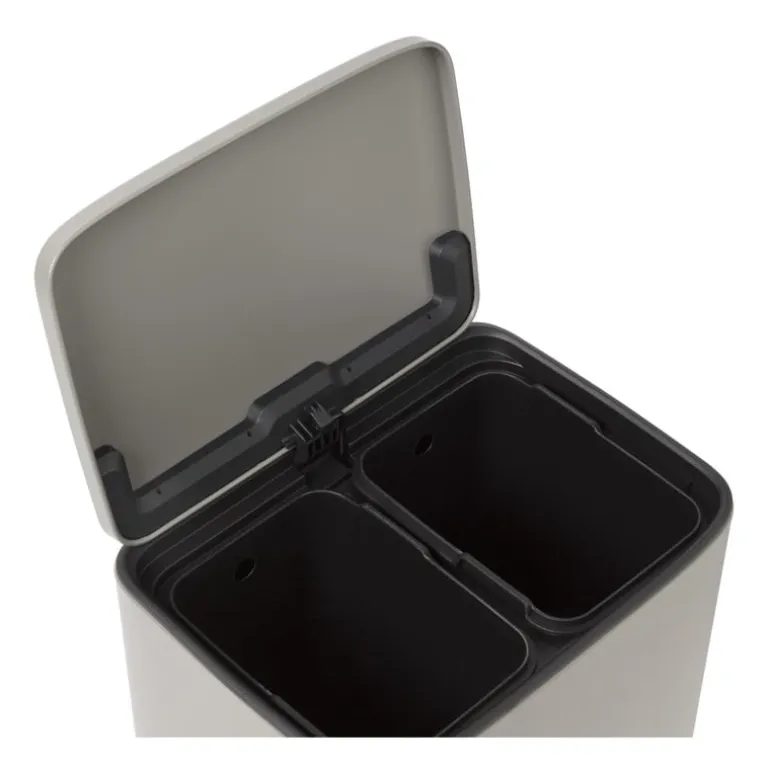 Pedaalemmer 2 vakken - grijs - 2x 11.5 liter