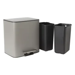 Pedaalemmer 2 vakken - grijs - 2x 11.5 liter