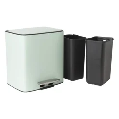 Pedaalemmer 2 vakken - groen - 2x 11.5 liter