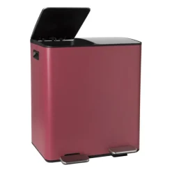 Pedaalemmer 2 vakken - kersenrood - 2x20 liter