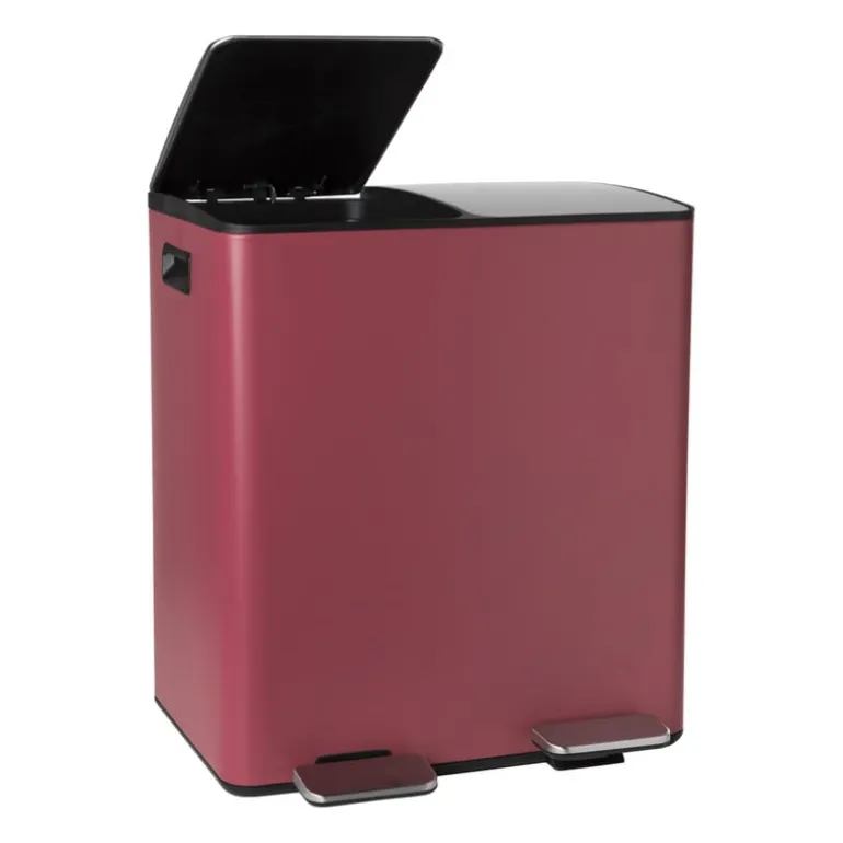 Pedaalemmer 2 vakken - kersenrood - 2x20 liter