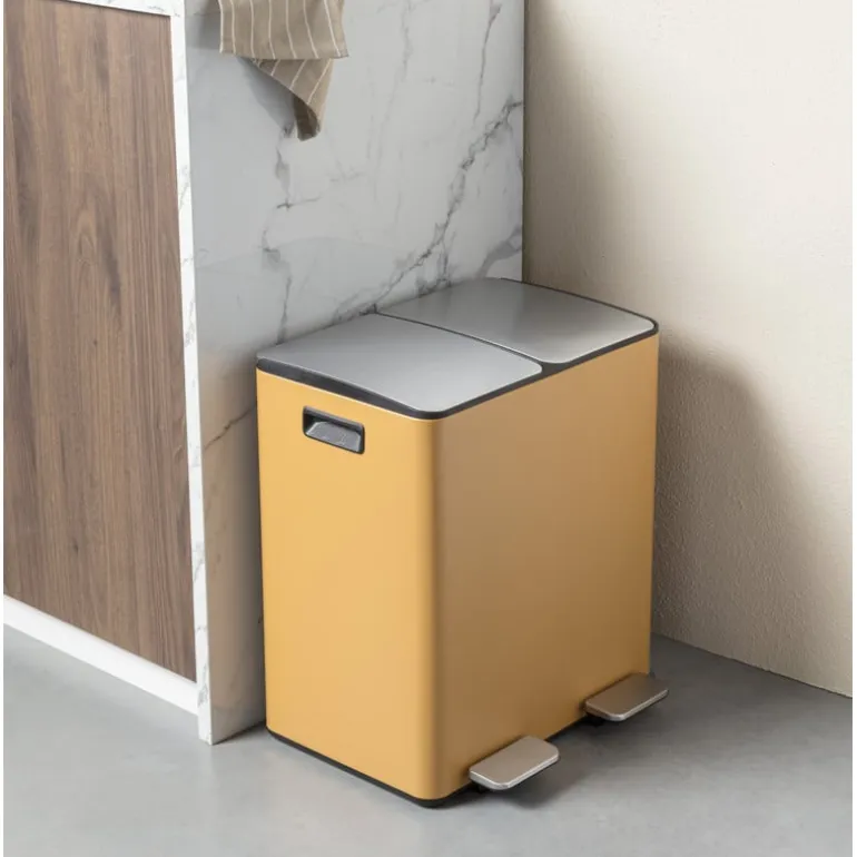 Pedaalemmer 2 vakken - oker - 2x20 liter