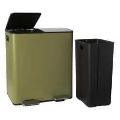 Pedaalemmer 2 vakken - olijfgroen - 2x20 liter