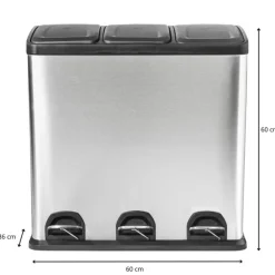 Pedaalemmer 3 vakken - 3x20 liter