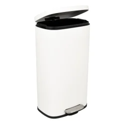 Pedaalemmer rechthoek - mat wit - 30 liter