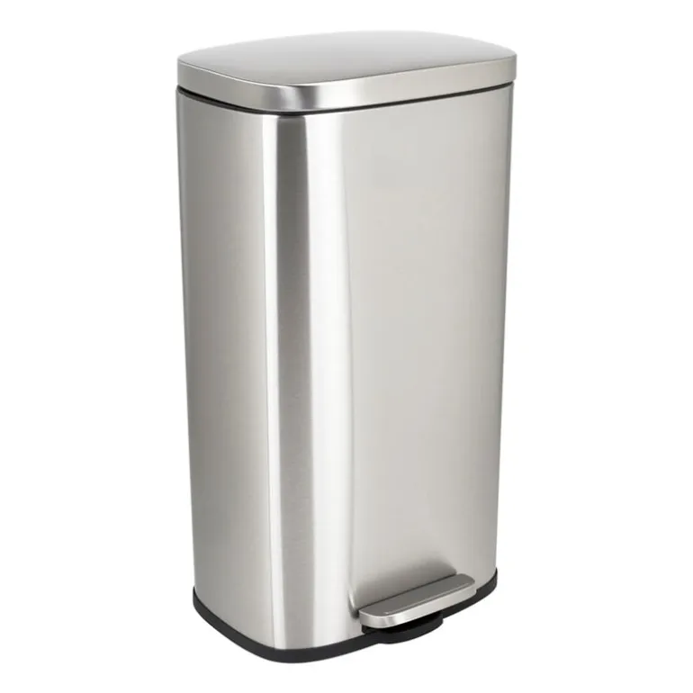 Pedaalemmer rechthoek - zilver - 30 liter