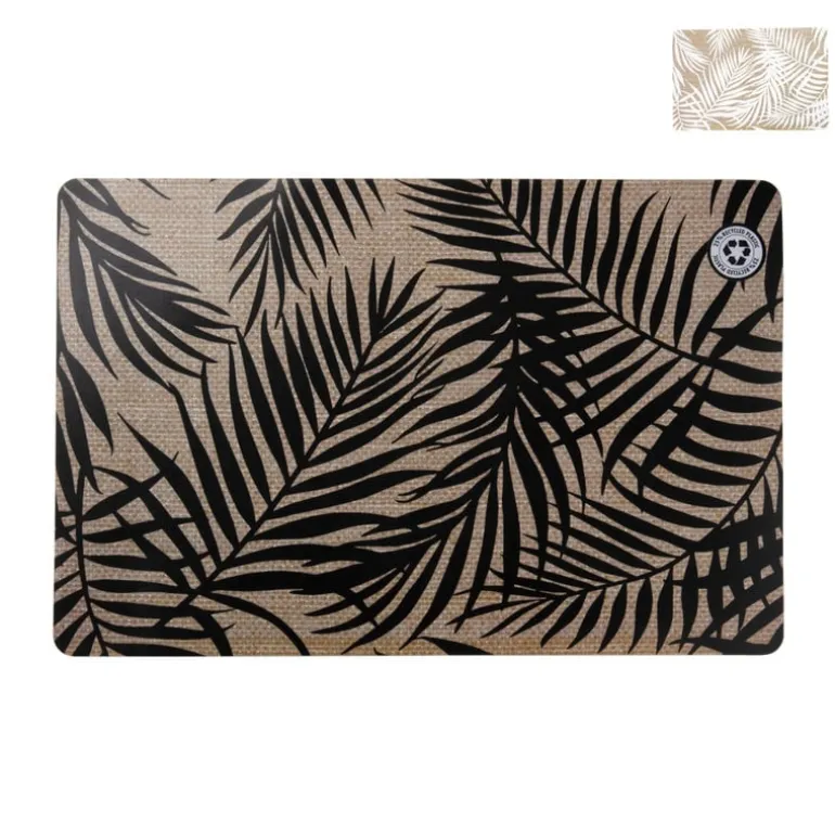 Placemat bladeren - beige/zwart - 43.5x28.5 cm - diverse varianten