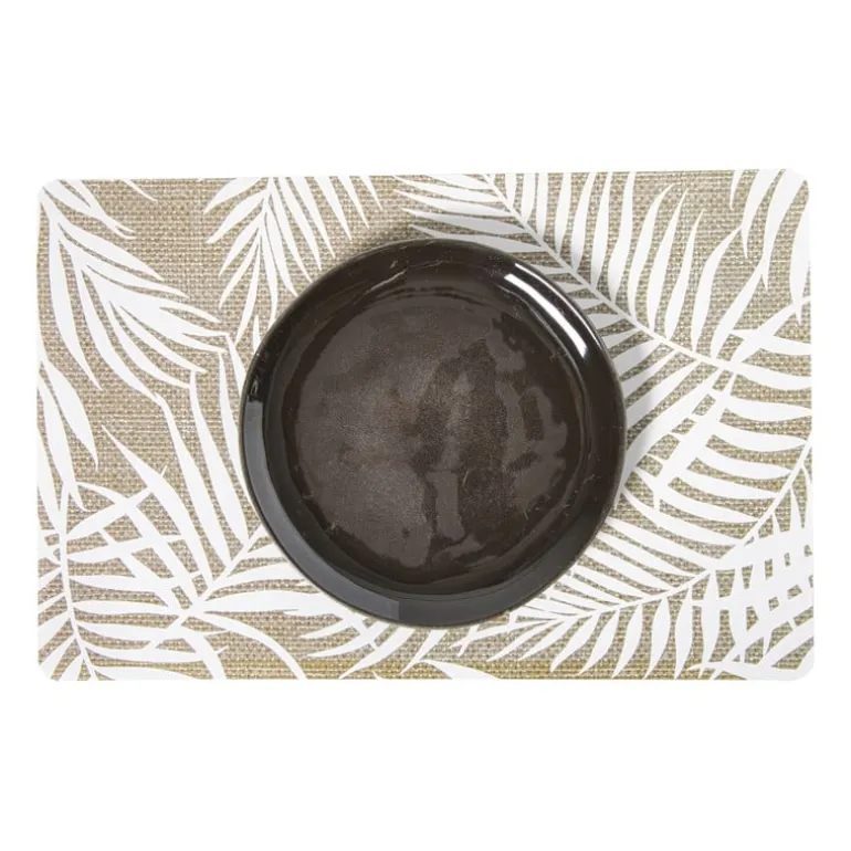 Placemat bladeren - beige/zwart - 43.5x28.5 cm - diverse varianten