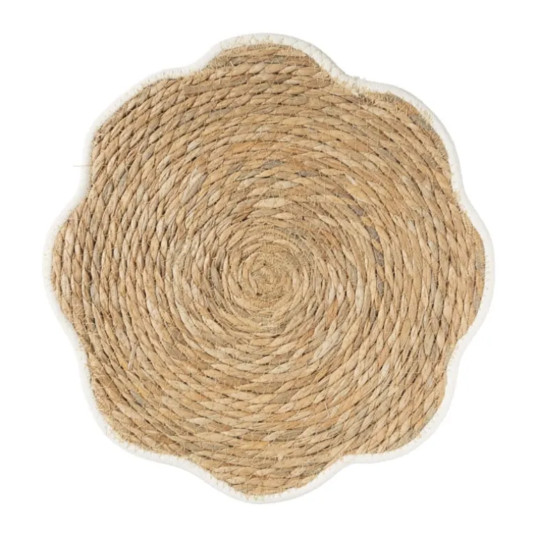 Placemat bloem wit - zeegras - ø38 cm