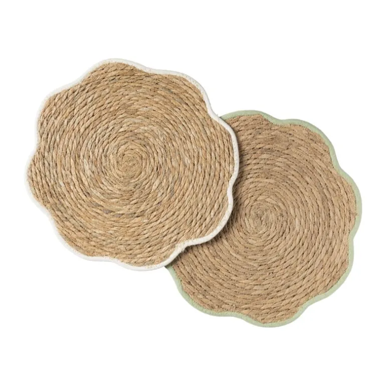 Placemat bloem wit - zeegras - ø38 cm