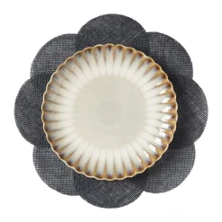 Placemat 3D bloem - zwart - ø38 cm