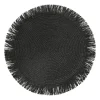 Placemat franjes - zwart - ⌀38 cm