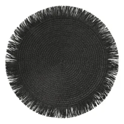 Placemat franjes - zwart - ⌀38 cm