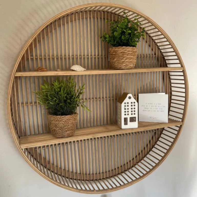 Plantje in rieten mand - rond blad - ø10x19 cm