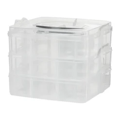 Plastic bewaardoos met vakken - 15x15x13 cm