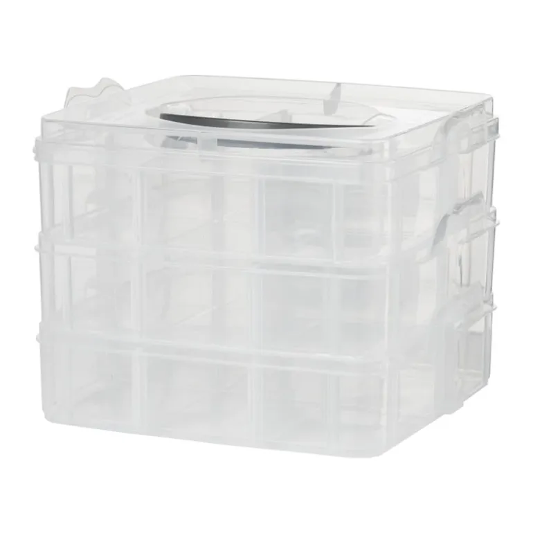 Plastic bewaardoos met vakken - 15x15x13 cm