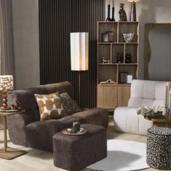 Poef chenille - donkerbruin -38x66x38 cm