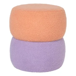 Poef duo rondo - terra/lila - ø38x40 cm