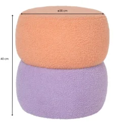 Poef duo rondo - terra/lila - ø38x40 cm