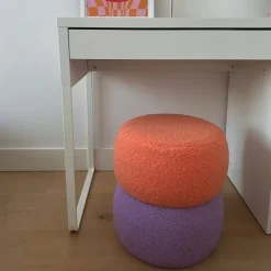 Poef duo rondo - terra/lila - ø38x40 cm