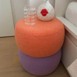 Poef duo rondo - terra/lila - ø38x40 cm