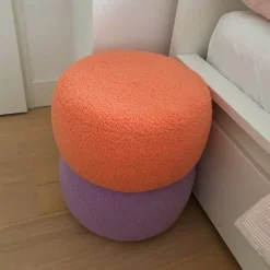 Poef duo rondo - terra/lila - ø38x40 cm