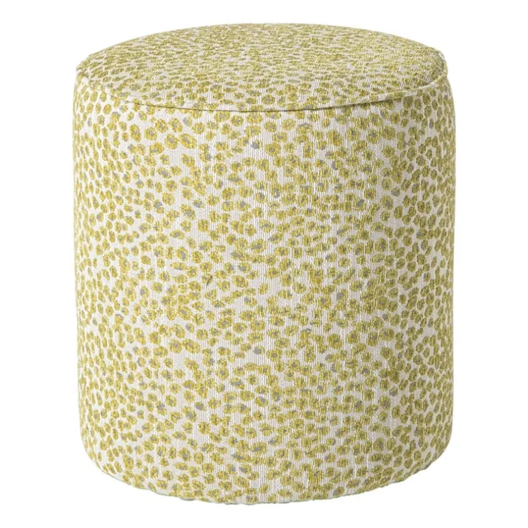 Poef jacquard - geel - ø35x39 cm