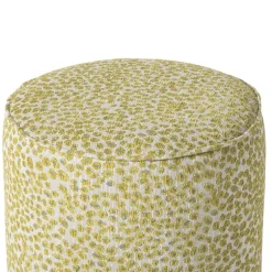 Poef jacquard - geel - ø35x39 cm