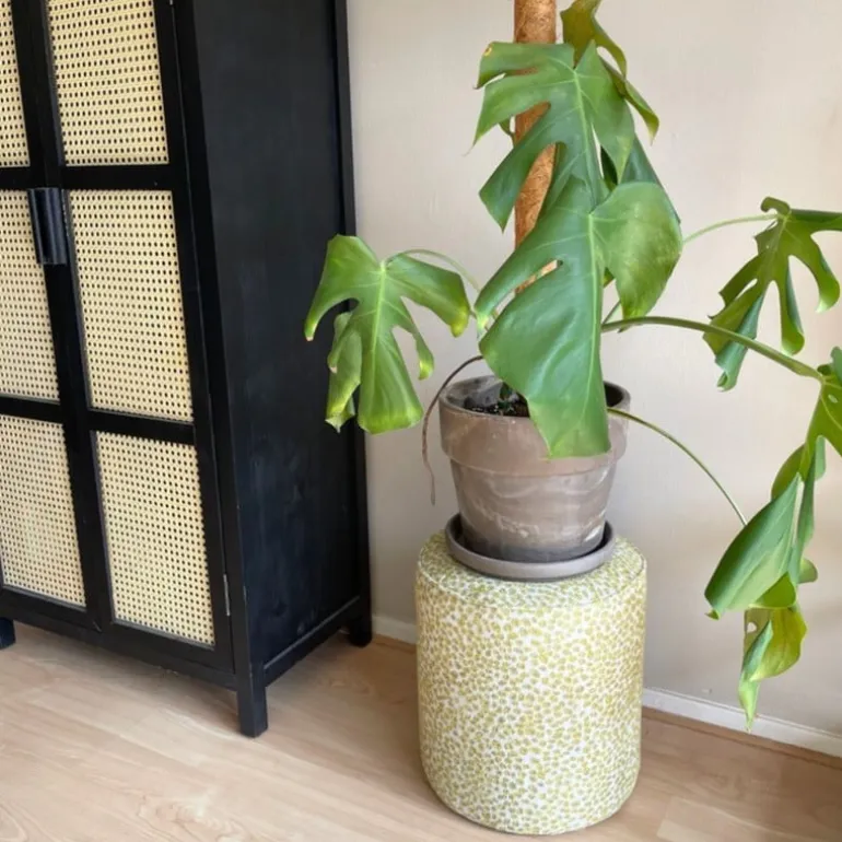 Poef jacquard - geel - ø35x39 cm