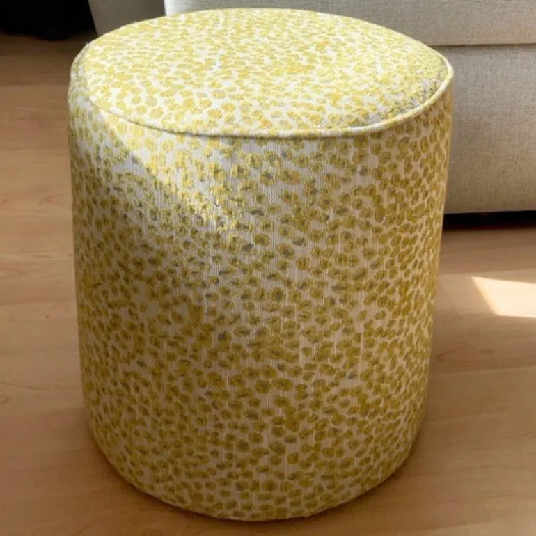 Poef jacquard - geel - ø35x39 cm