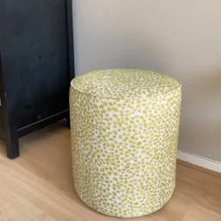 Poef jacquard - geel - ø35x39 cm