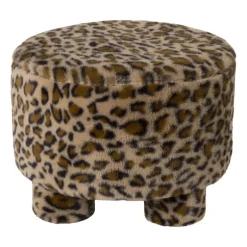 Poef luipaard - bruin/beige - ø40x29 cm