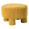 Poef Nora ribstof XL - oker - ø60x40 cm