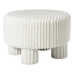 Poef Nora ribstof XL - wit - ø60x40 cm