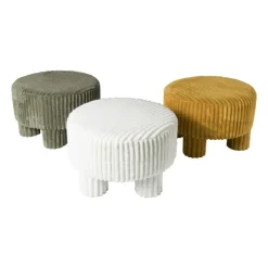 Poef Nora ribstof XL - wit - ø60x40 cm