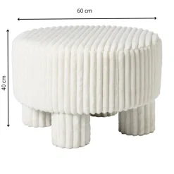 Poef Nora ribstof XL - wit - ø60x40 cm