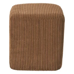 Poef rib vierkant- bruin - 38x35x35 cm