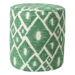 Poef ruit - groen - ø35x38 cm