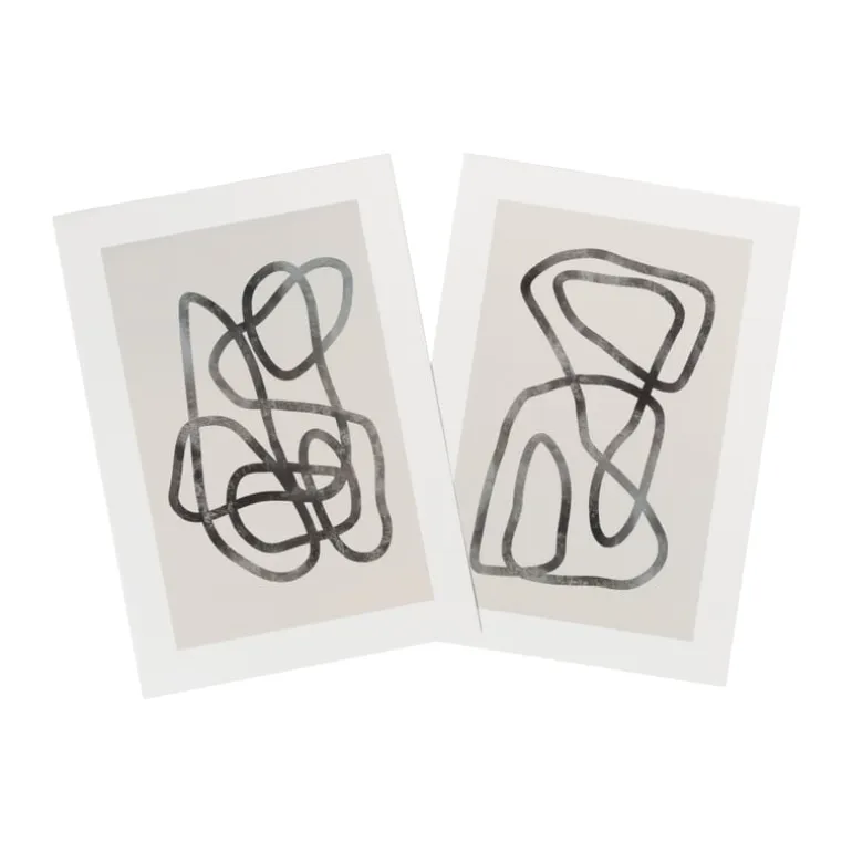 Poster abstract 2 - beige/zwart - 13x18 cm