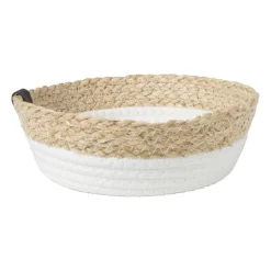 Rond mandje - ø22x7 cm - naturel/wit
