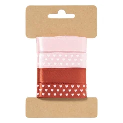 Satijnen lint 3 meter hartjes - rood - set van 4