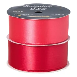 Satijnen lint rood/roze - 3x500 cm - set van 2