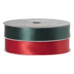 Satijnenlint rood/groen - 1.5x500 cm - set van 2