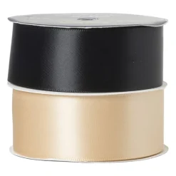 Satijnenlint zwart/goudkleurig - 3x500 cm - set van 2