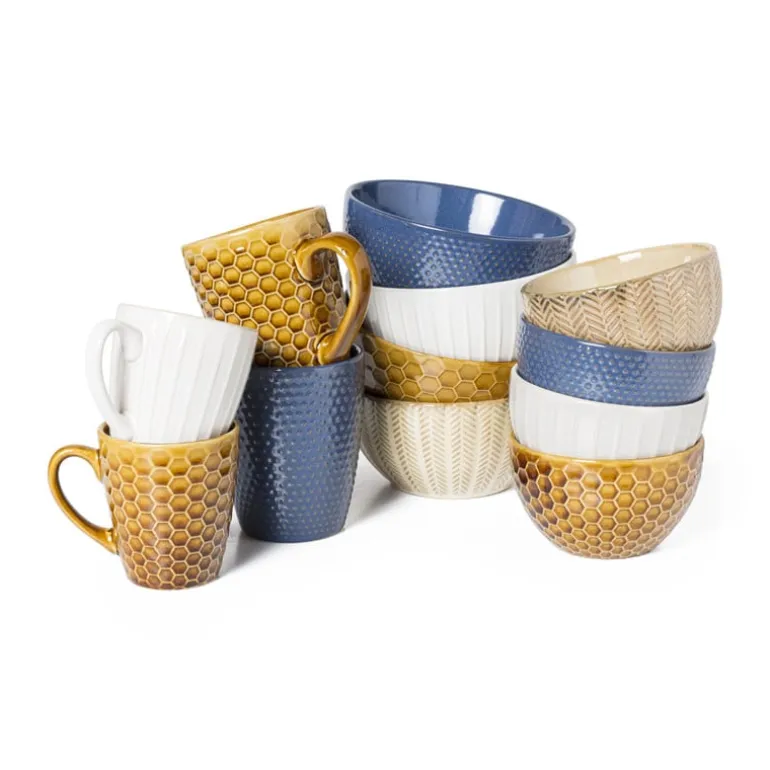 Schaal Relief - blauw - ø13x7,6 cm