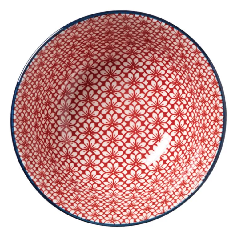 Schaaltje Amily groot - donkerblauw/rood - ø15.5x7 cm