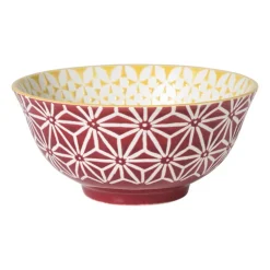 Schaaltje Aniek groot - bordeauxrood/geel - ø15.5x7 cm