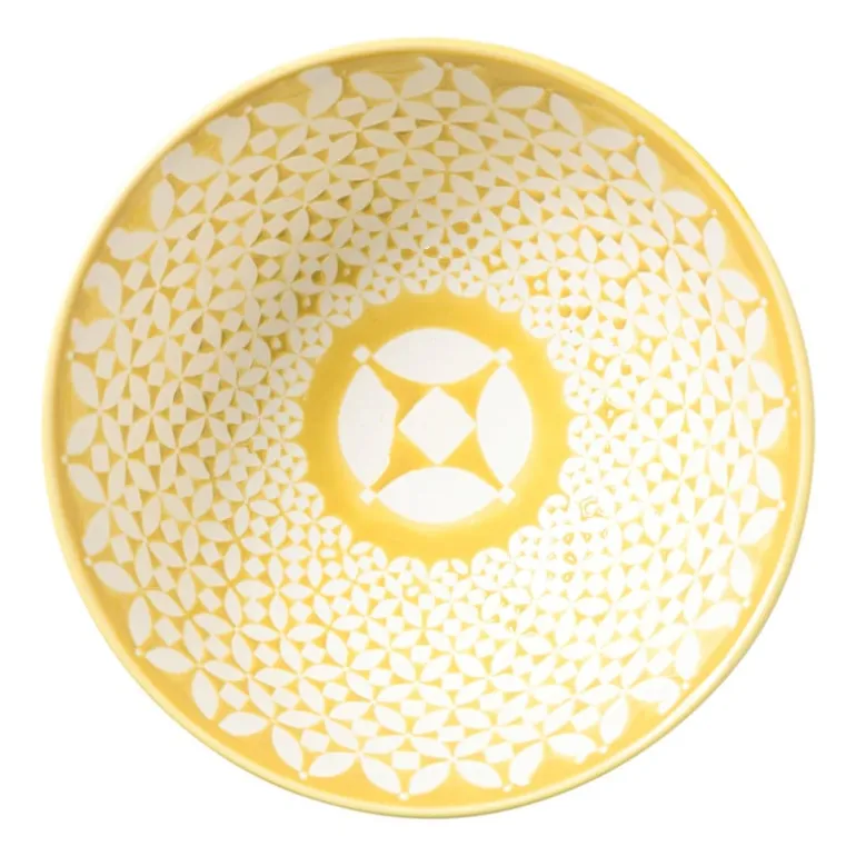 Schaaltje Aniek middel - bordeauxrood/geel - ø12x5.8 cm