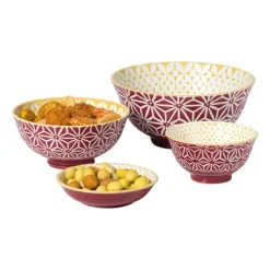 Schaaltje Aniek middel - bordeauxrood/geel - ø12x5.8 cm