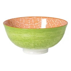Schaaltje Anke middel - groen/oranje - ø12x5.8 cm